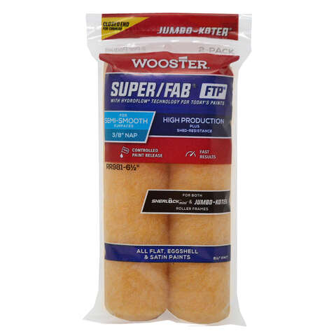 Wooster Super/Fab FTP Knit 6.5 in. W X 3/8 in. Jumbo Paint Roller Cover 2 pk