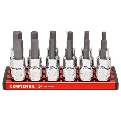 Craftsman V-Series X-Tract Technology 3/8 in. drive Metric and SAE Hex Bit Socket Set 12 pc