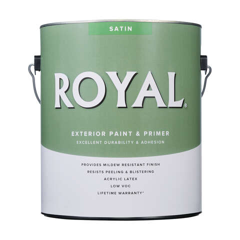 Royal Satin High Hiding White Paint Exterior 1 gal, Pack of 4