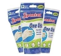 Spontex 76191 Seamless Disposable Gloves, One-Size, Latex, Powdered, Opaque Cream