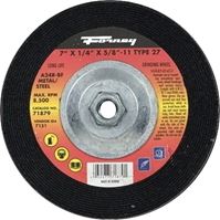 Forney 71879 Grinding Wheel, 7 in Dia, 1/4 in Thick, 5/8-11 in Arbor, 24 Grit, Coarse, Aluminum Oxide Abrasive