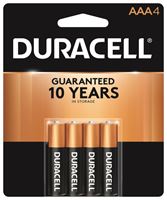 Duracell MN2400B4Z AAA Battery, 1.5 V Battery, 1.15 Ah, AAA Battery, Alkaline, Manganese Dioxide