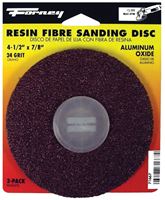 Forney 71667 Sanding Disc, 4-1/2 in Dia, 7/8 in Arbor, Coated, 24 Grit, Extra Coarse, Aluminum Oxide Abrasive