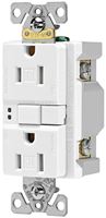 Eaton Wiring Devices TRSGF15W GFCI Duplex Receptacle, 2 -Pole, 15 A, 125 V, Back, Side Wiring, NEMA: 5-15R, White