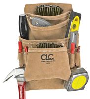 CLC Tool Works Series I923X Nail and Tool Bag, 10-Pocket, Suede Leather, Tan, 20-1/2 in W, 12 in H