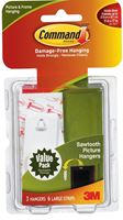 Command 17042 Picture Hanger, 5 lb, Plastic, White, 1-1/8 in Opening, Adhesive Strip Mounting, Pack of 4