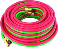 Forney 86146 Welder Torch Hose, 1/4 in ID, 50 ft L, 100 psi Pressure, 9/16-18 Thread, Neoprene, Green/Red