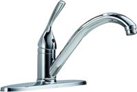 Delta Classic Series 100-DST Kitchen Faucet, 1.8 gpm, Metal, Chrome Plated, Deck, Lever Handle, Swivel Spout