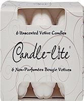 CANDLE-LITE 1601595 Votive Food Warmer Candle, White Candle, 10 hr Burning, Pack of 12