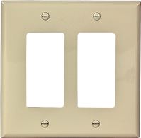 Eaton Wiring Devices PJ262V Wallplate, 4-1/2 in L, 4.56 in W, 2 -Gang, Polycarbonate, Ivory, High-Gloss