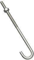 National Hardware 2195BC Series N232-900 J-Bolt, 1/4 in Thread, 3 in L Thread, 6 in L, 100 lb Working Load, Steel, Zinc, Pack of 10