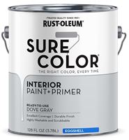 Rust-Oleum Sure Color 380223 Interior Wall Paint, Eggshell, Dove Gray, 1 gal, Can, 400 sq-ft Coverage Area, Pack of 2