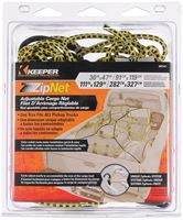 Keeper ZipNet 06141 Adjustable Cargo Net, 86 in L, 74 in W, Rubber, Black/Yellow, Pack of 3