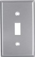 Eaton 93071-BOX1 Wallplate, 4-1/2 in L, 2-3/4 in W, 1-Gang, Stainless Steel, Clear, Satin