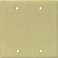 Eaton Cooper Wiring PJ23V Wallplate, 4.95 in L, 4.88 in W, 2 -Gang, Polycarbonate, Ivory, High-Gloss