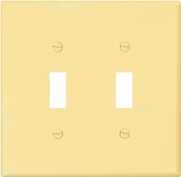 Eaton Wiring Devices PJ2V Wallplate, 4-7/8 in L, 4.94 in W, 2 -Gang, Polycarbonate, Ivory, High-Gloss