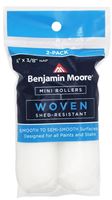 Benjamin Moore U66301-018 Woven Mini Roller Cover, 3/8 in Thick Nap, 4 in L, White, 2/PK