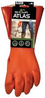 Showa 620M-08.RT Coated Gloves, M, 12 in L, Gauntlet Cuff, PVC, Orange