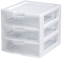 Sterilite 20738006 Small Drawer Unit, 3-Drawer, Plastic, 7-1/4 in OAW, 8-1/2 in OAH, 6-7/8 in OAD, Pack of 6