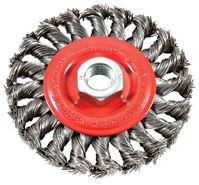 Forney 72759 Wire Wheel Brush, 4 in Dia, 5/8-11 Arbor/Shank, 0.02 in Dia Bristle, Carbon Steel Bristle