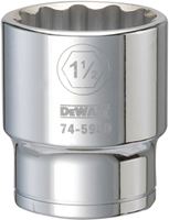 DeWALT DWMT74595OSP Drive Socket, 1-1/2 in Socket, 3/4 in Drive, 12-Point, Vanadium Steel, Polished Chrome