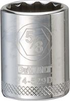 DeWALT DWMT74529OSP Hand Socket, 5/8 in Socket, 3/8 in Drive, 12-Point, Vanadium Steel, Polished Chrome