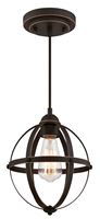 Westinghouse Stella Mira Series 6361900 Mini Pendant Fixture, 120 VAC, 1-Lamp, Oil Rubbed Bronze Fixture