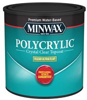 Minwax Polycrylic 211114444 Waterbased Polyurethane, Ultra Flat, Liquid, 0.5 pt