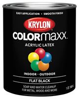 Krylon K05647007 Paint, Flat Sheen, Black, 32 oz, 100 sq-ft Coverage Area
