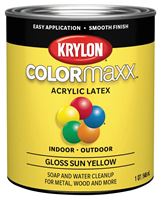 Krylon K05645007 Paint, Gloss, Sun Yellow, 32 oz, 100 sq-ft Coverage Area