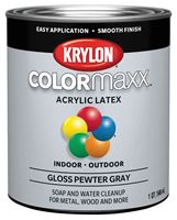 Krylon K05644007 Paint, Gloss, Pewter Gray, 32 oz, 100 sq-ft Coverage Area