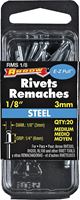 Arrow RMS1/8 Pop Rivet, Medium, 1/4 in L, Steel, 20/PK