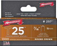 Arrow T25 Series 257 Staple, 5/16 in W Crown, 7/16 in L Leg, Pack of 5