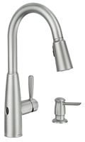 Moen Sperry Motion Series 87696EWSRS Pull-Down Kitchen Faucet, 1.5 gpm, 1-Faucet Handle, 2-Faucet Hole, Metal
