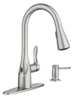 Moen Arlo Series 87087EWSRS Pull-Down Kitchen Faucet, 1.5 gpm, 1-Faucet Handle, Metal, Stainless Steel, Deck Mounting