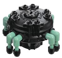 Orbit 67000 Manifold, 1/2 x 1/4 in Connection, Thread x Barb, 8 -Port, 1/4 in Tubing, Plastic, Black