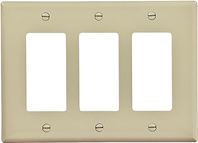 Eaton Wiring Devices PJ263V Wallplate, 4.87 in L, 6-3/4 in W, 3 -Gang, Polycarbonate, Ivory, High-Gloss