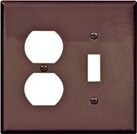 Eaton Wiring Devices PJ18B Combination Wallplate, 4-7/8 in L, 4-15/16 in W, 2 -Gang, Polycarbonate, Brown, Pack of 20