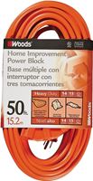 CCI 0826 Extension Cord, 14 AWG Cable, 50 ft L, 15 A, 125 V, Orange