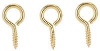 ProSource LR-240-PS Screw Eye, 4.8 mm Dia Wire, 6 mm Thread, 3/4 in L Thread, 1-15/16 in OAL, Brass, Brass Plated