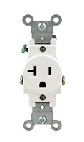 Leviton S02-05801-KWS Single Receptacle, 2 -Pole, 125 V, 20 A, White