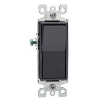 Leviton R65-05603-2ES Rocker Switch with Ground Screw, 15 A, 120/277 V, 3-Way, Lead Wire Terminal, Black