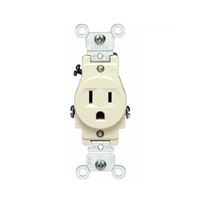 Leviton S01-05015-KIS Single Receptacle, 2 -Pole, 125 V, 15 A, Ivory