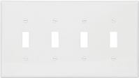 Eaton Wiring Devices PJ4W Wallplate, 4-7/8 in L, 8.56 in W, 4 -Gang, Polycarbonate, White, High-Gloss