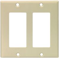 Eaton Cooper Wiring 2152 2152V-BOX Wallplate, 4-1/2 in L, 4.56 in W, 2 -Gang, Thermoset, Ivory, High-Gloss