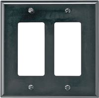 Eaton Wiring Devices PJ262BK Wallplate, 4-7/8 in L, 4.93 in W, 2 -Gang, Polycarbonate, Black, High-Gloss