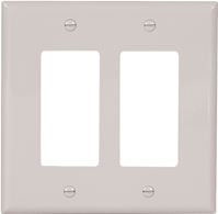 Eaton Wiring Devices PJ262W Wallplate, 4-1/2 in L, 4.56 in W, 2 -Gang, Polycarbonate, White, High-Gloss