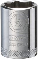 DeWALT DWMT86030OSP Hand Socket, 1/2 in Socket, 1/4 in Drive, 6-Point, Vanadium Steel, Polished Chrome