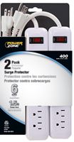 PowerZone OR2013X2 Surge Protector, 125 V, 15 A, 6-Outlet, 400 Joules Energy, White
