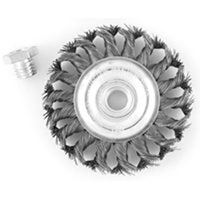 Vulcan 694341OR Wire Wheel Brush, 4 in Dia, 5/8-11 Threaded Arbor, M10 x 1.25 in Arbor Adapter Arbor/Shank